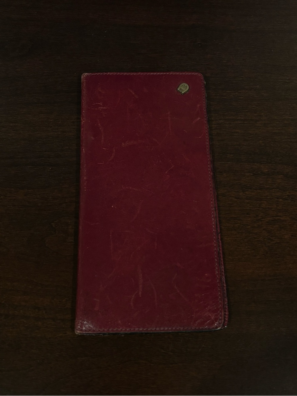 Vintage Etienne Aigner Burgundy Leather Checkbook Wallet Made in Italy